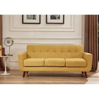 Canapé capitonné style Mid-Century en lin
