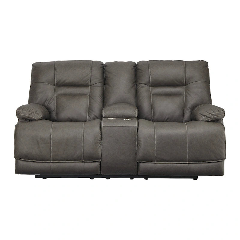 Causeuse inclinable électrique double en cuir marron