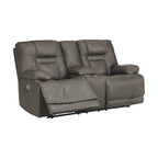 Causeuse inclinable électrique double en cuir marron