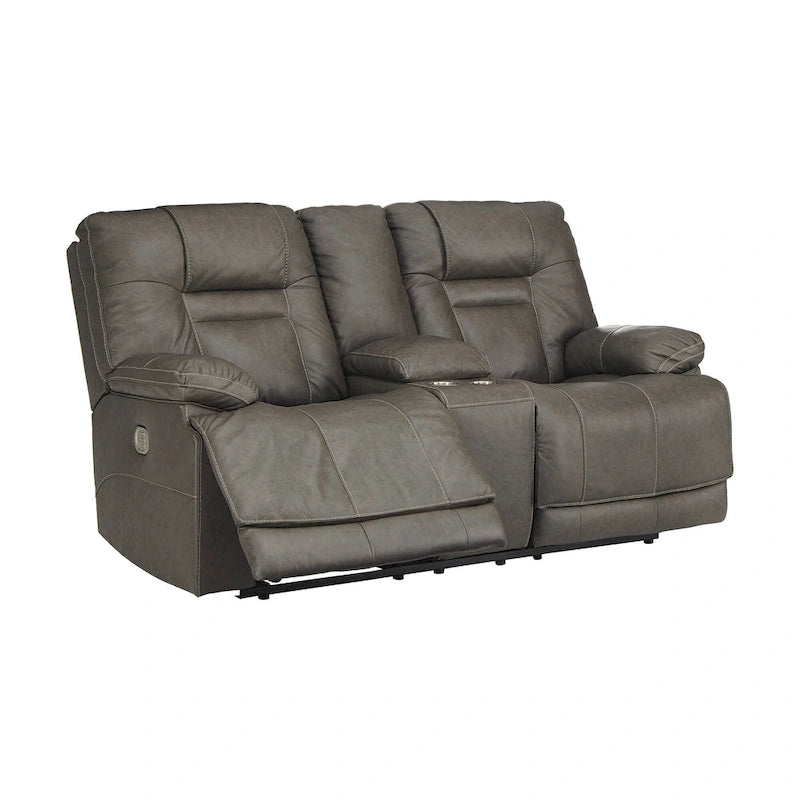 Causeuse inclinable électrique double en cuir marron
