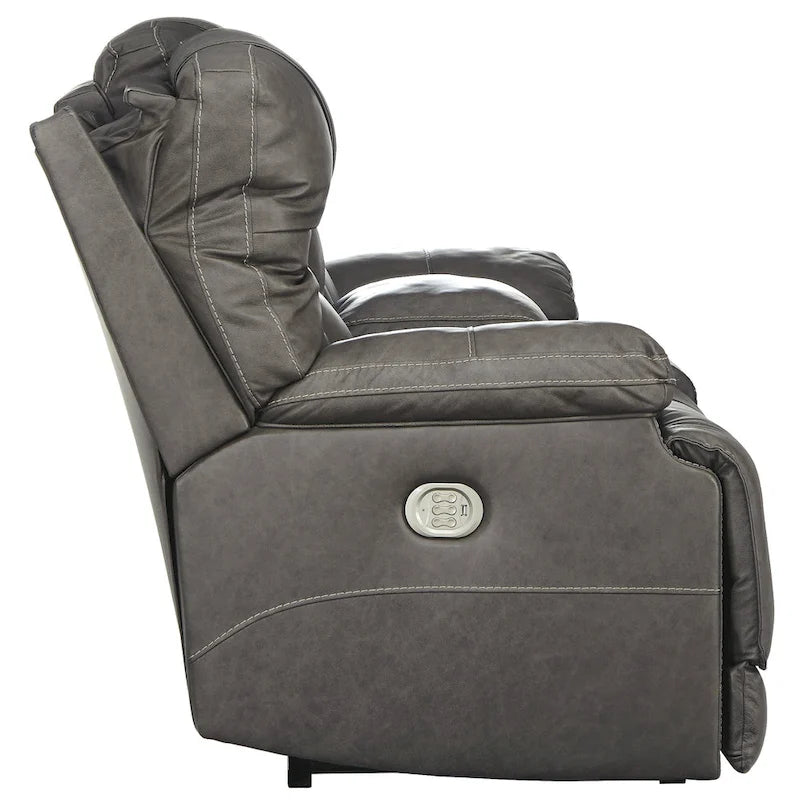 Causeuse inclinable électrique double en cuir marron