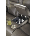 Causeuse inclinable électrique double en cuir marron