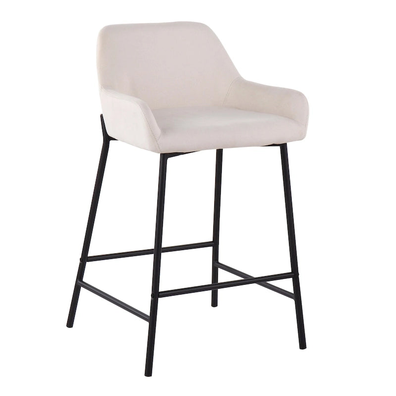 Tabouret de comptoir rembourré noir à hauteur fixe - Lot de 2