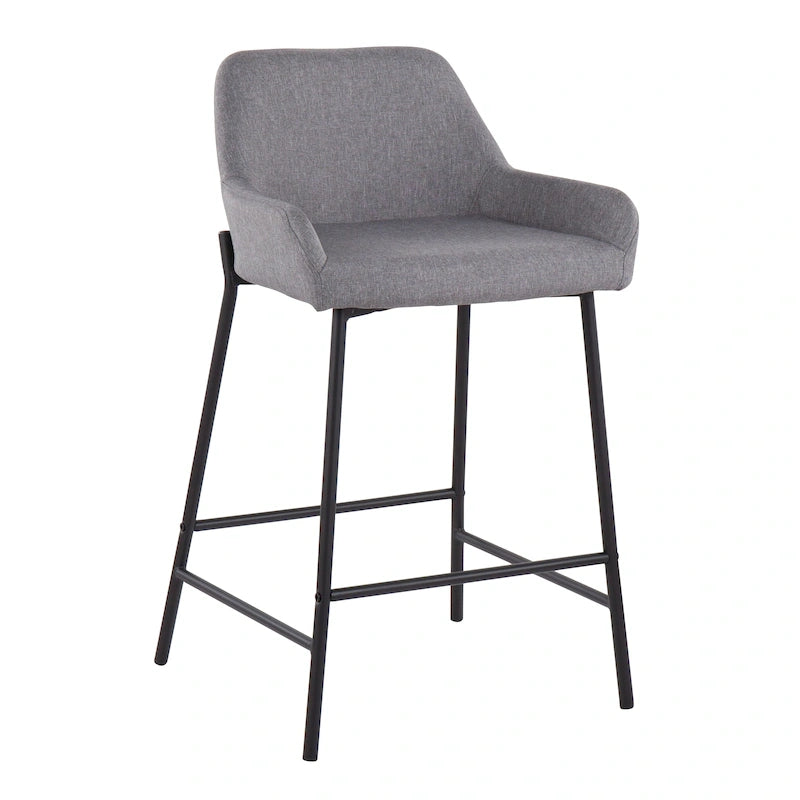 Tabouret de comptoir rembourré noir à hauteur fixe - Lot de 2