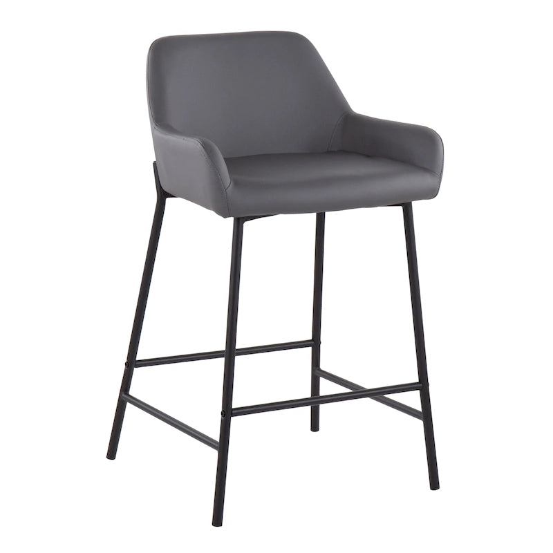 Tabouret de comptoir rembourré noir à hauteur fixe - Lot de 2