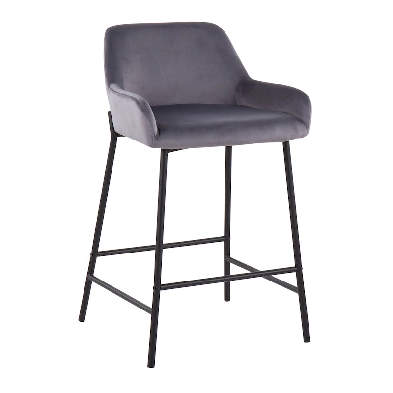 Tabouret de comptoir rembourré noir à hauteur fixe - Lot de 2