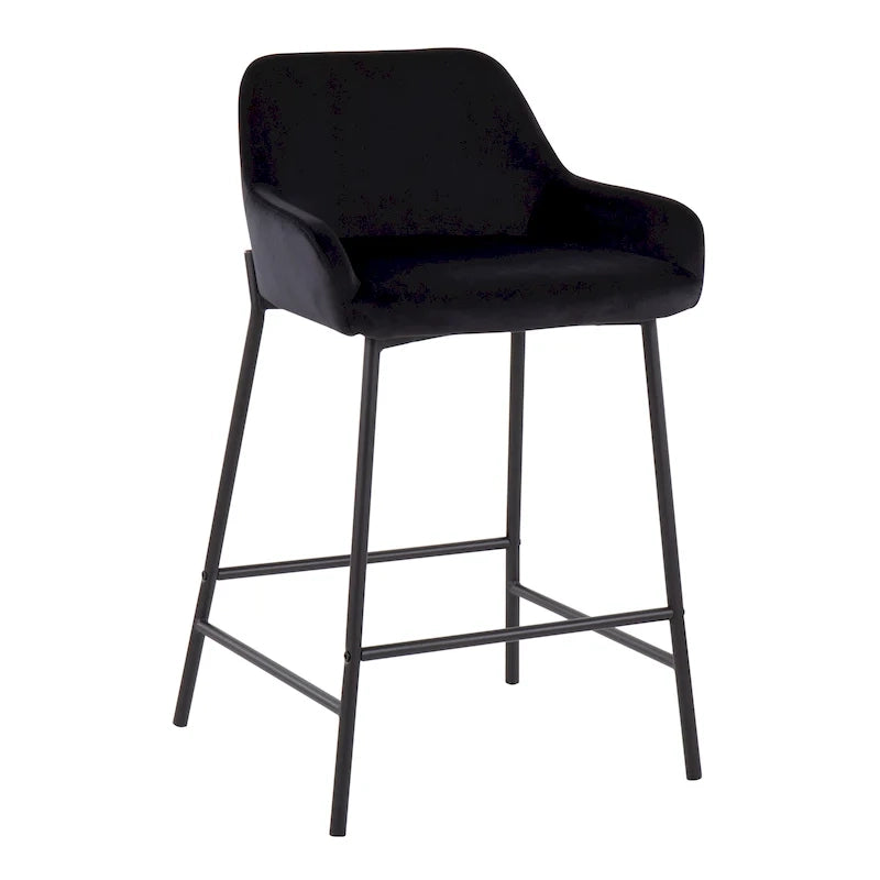 Tabouret de comptoir rembourré noir à hauteur fixe - Lot de 2