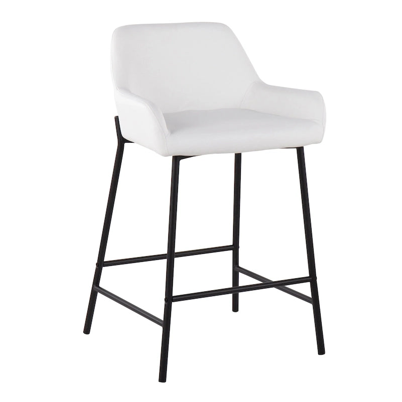 Tabouret de comptoir rembourré noir à hauteur fixe - Lot de 2