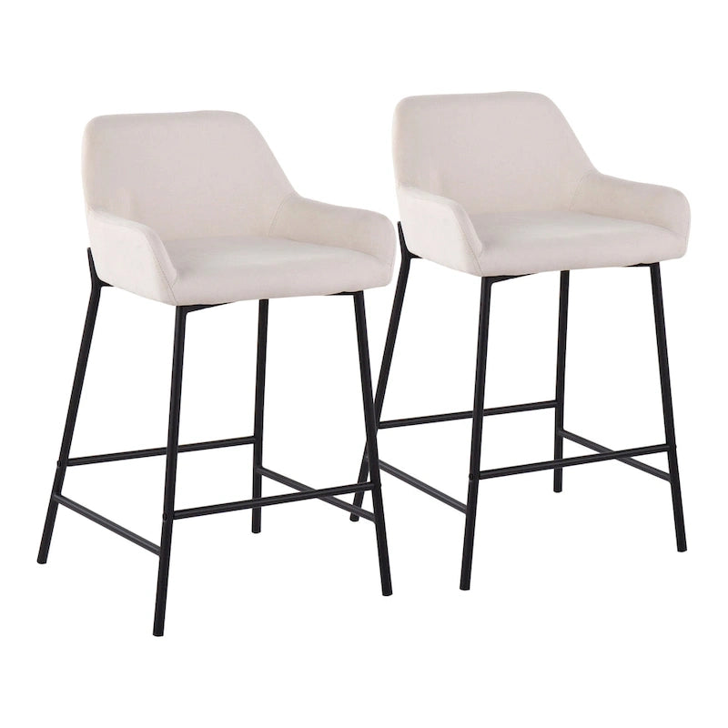 Tabouret de comptoir rembourré noir à hauteur fixe - Lot de 2