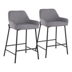 Tabouret de comptoir rembourré noir à hauteur fixe - Lot de 2