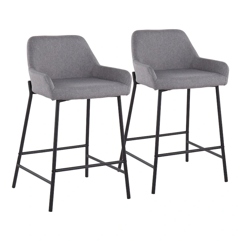 Tabouret de comptoir rembourré noir à hauteur fixe - Lot de 2