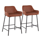 Tabouret de comptoir rembourré noir à hauteur fixe - Lot de 2
