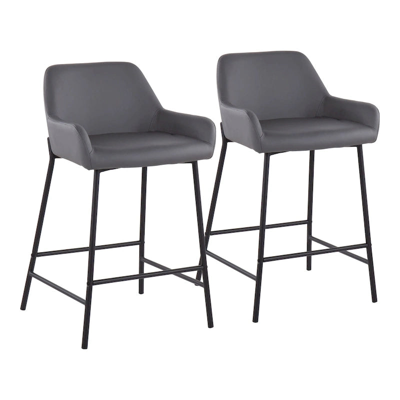 Tabouret de comptoir rembourré noir à hauteur fixe - Lot de 2
