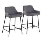 Tabouret de comptoir rembourré noir à hauteur fixe - Lot de 2