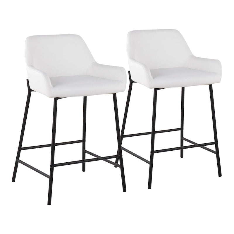 Tabouret de comptoir rembourré noir à hauteur fixe - Lot de 2
