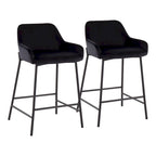 Tabouret de comptoir rembourré noir à hauteur fixe - Lot de 2