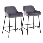 Tabouret de comptoir rembourré noir à hauteur fixe - Lot de 2
