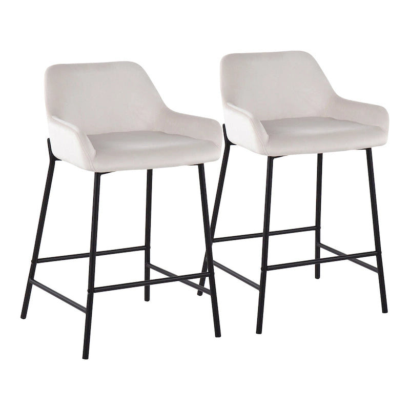 Tabouret de comptoir rembourré noir à hauteur fixe - Lot de 2