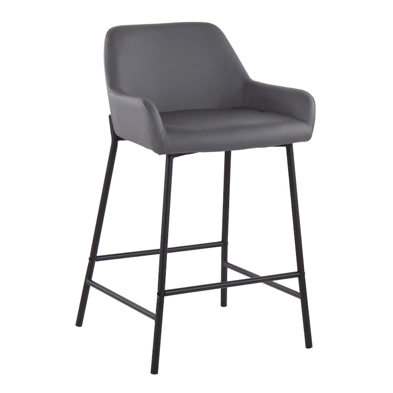 Tabouret de comptoir rembourré noir à hauteur fixe - Lot de 2