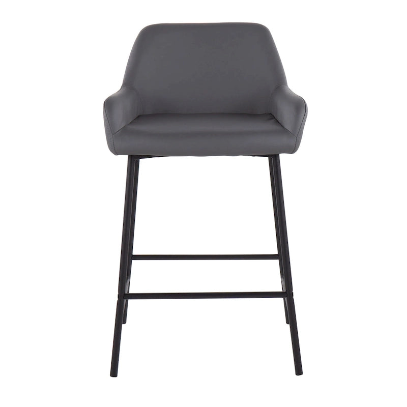 Tabouret de comptoir rembourré noir à hauteur fixe - Lot de 2