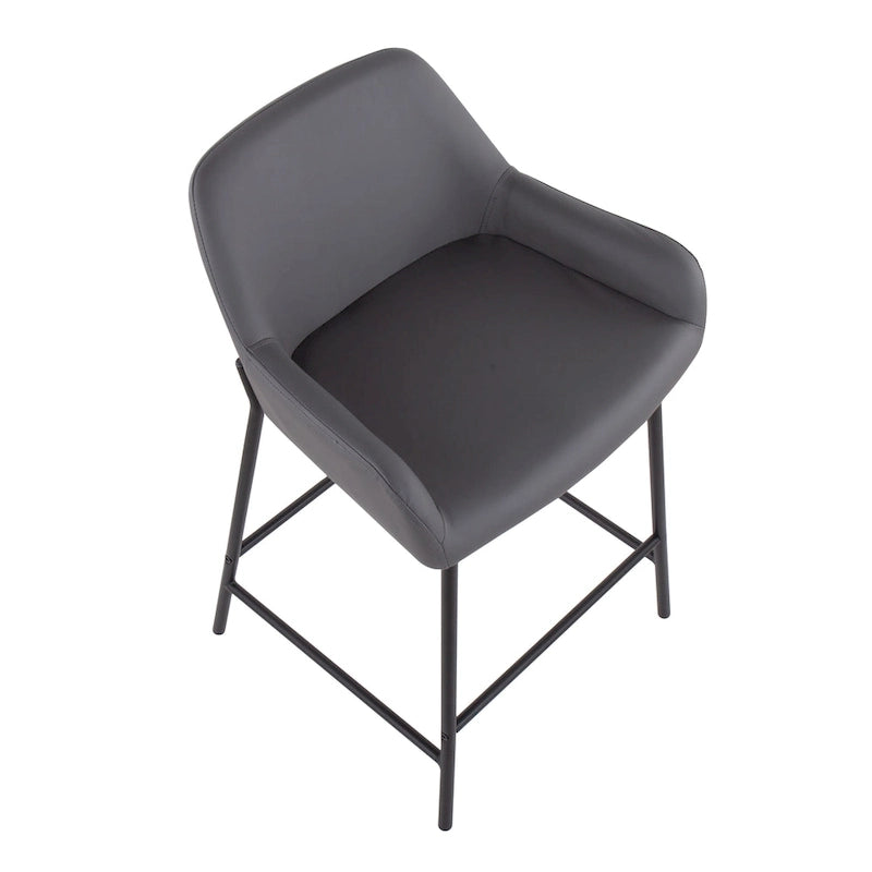 Tabouret de comptoir rembourré noir à hauteur fixe - Lot de 2