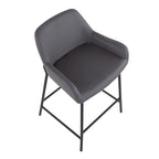 Tabouret de comptoir rembourré noir à hauteur fixe - Lot de 2