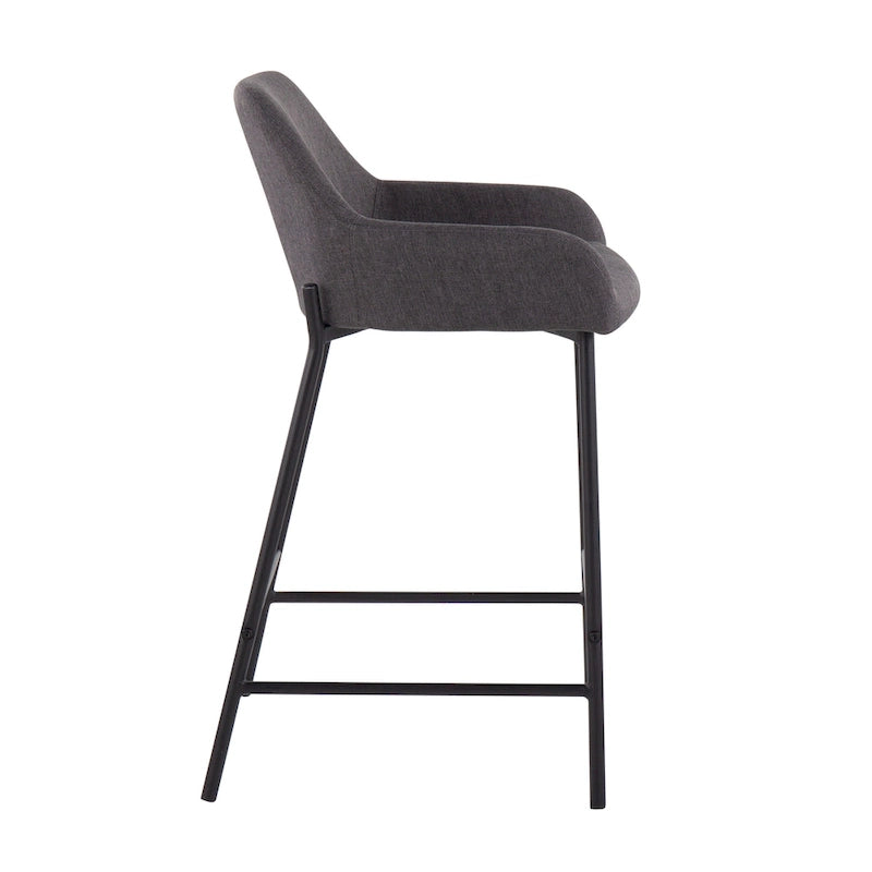 Tabouret de comptoir rembourré noir à hauteur fixe - Lot de 2