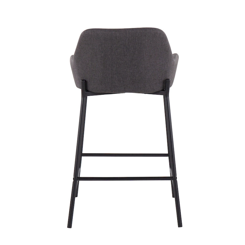 Tabouret de comptoir rembourré noir à hauteur fixe - Lot de 2