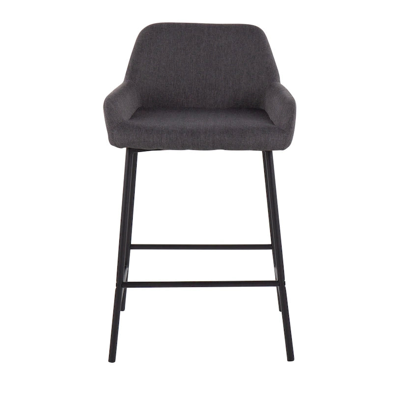 Tabouret de comptoir rembourré noir à hauteur fixe - Lot de 2