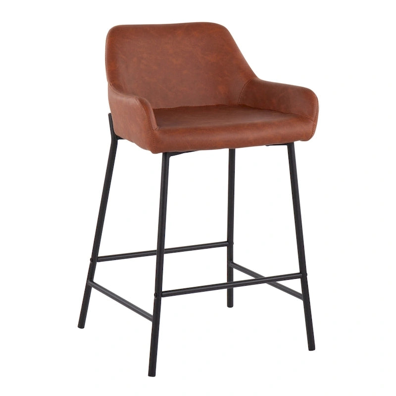 Tabouret de comptoir rembourré noir à hauteur fixe - Lot de 2
