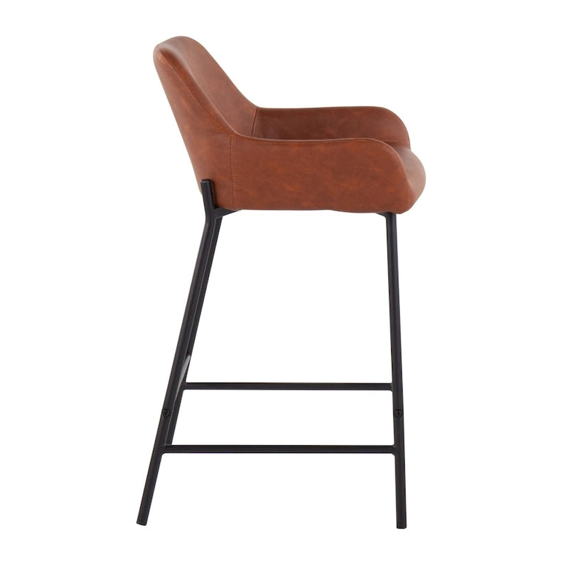 Tabouret de comptoir rembourré noir à hauteur fixe - Lot de 2