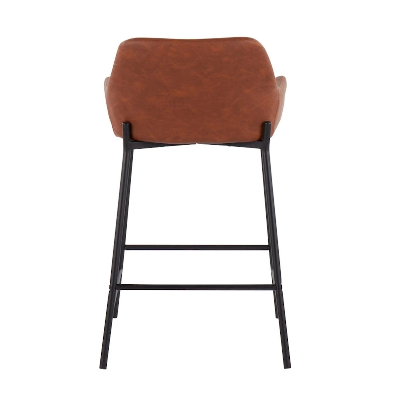 Tabouret de comptoir rembourré noir à hauteur fixe - Lot de 2