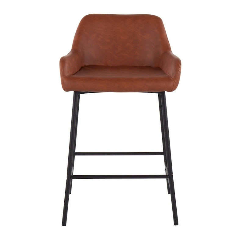 Tabouret de comptoir rembourré noir à hauteur fixe - Lot de 2