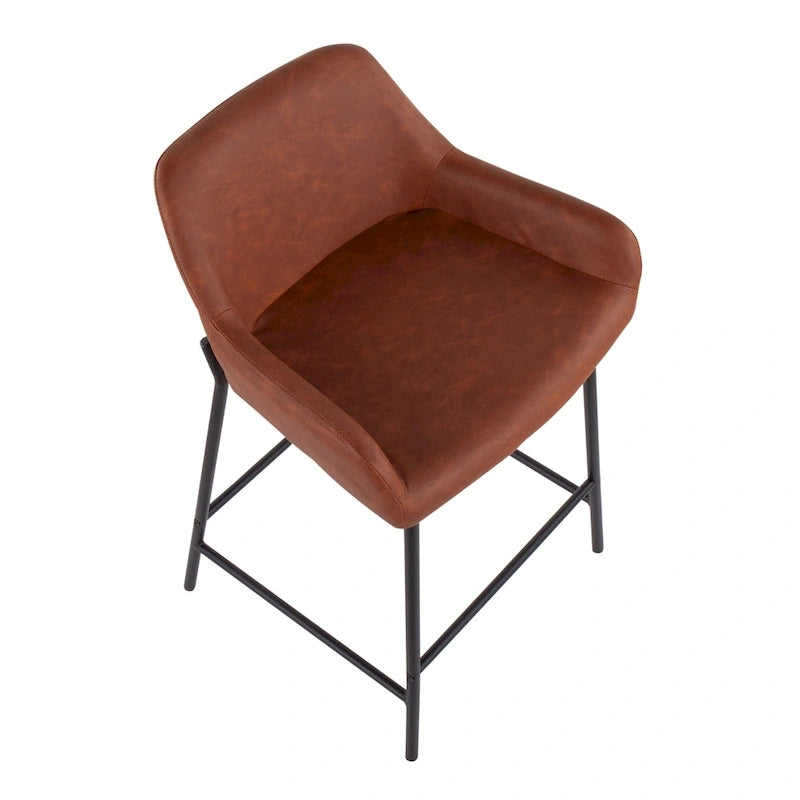 Tabouret de comptoir rembourré noir à hauteur fixe - Lot de 2