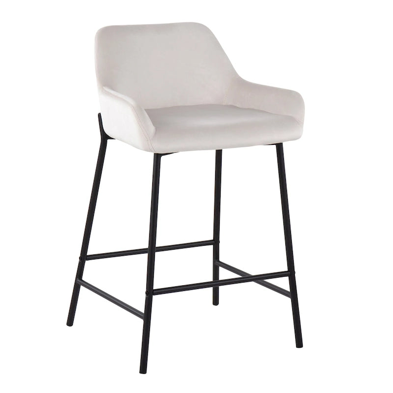 Tabouret de comptoir rembourré noir à hauteur fixe - Lot de 2