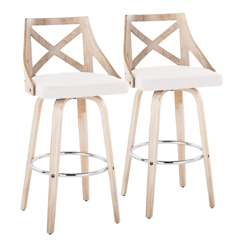  Charlotte 30 Fixed-Height Bar Stool with Bent Wood Legs (Set of 2)