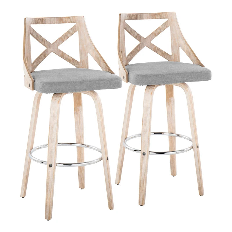 Tabouret de bar à hauteur fixe avec pieds en bois courbé, lot de 2