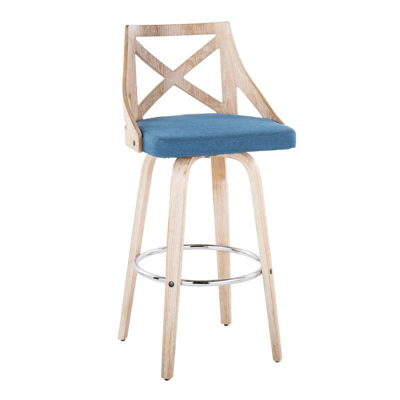 Tabouret de bar à hauteur fixe avec pieds en bois courbé, lot de 2