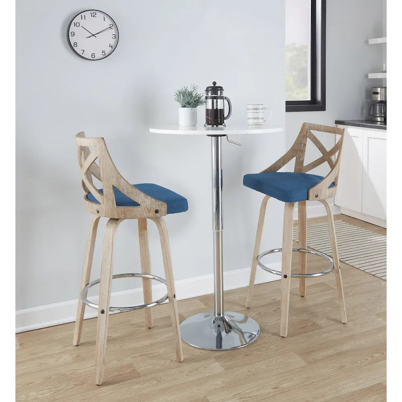 Tabouret de bar à hauteur fixe avec pieds en bois courbé, lot de 2