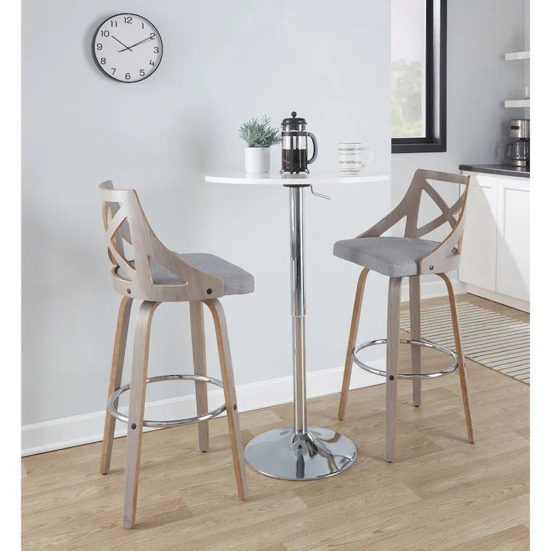 Tabouret de bar à hauteur fixe avec pieds en bois courbé, lot de 2