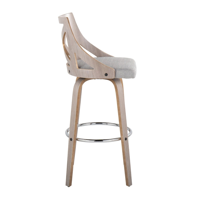 Tabouret de bar à hauteur fixe avec pieds en bois courbé, lot de 2