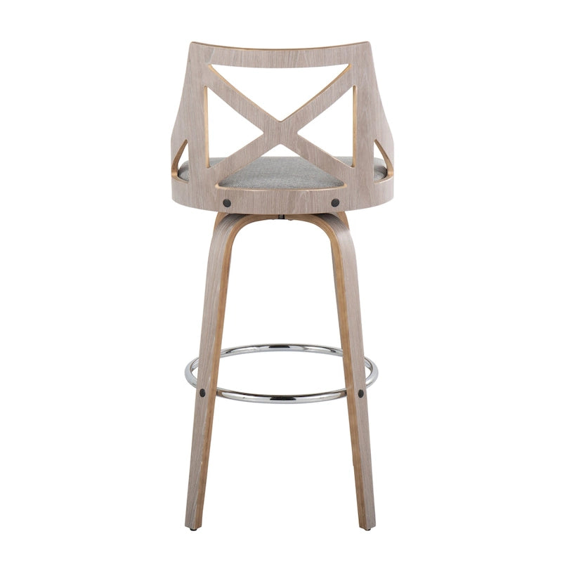 Tabouret de bar à hauteur fixe avec pieds en bois courbé, lot de 2
