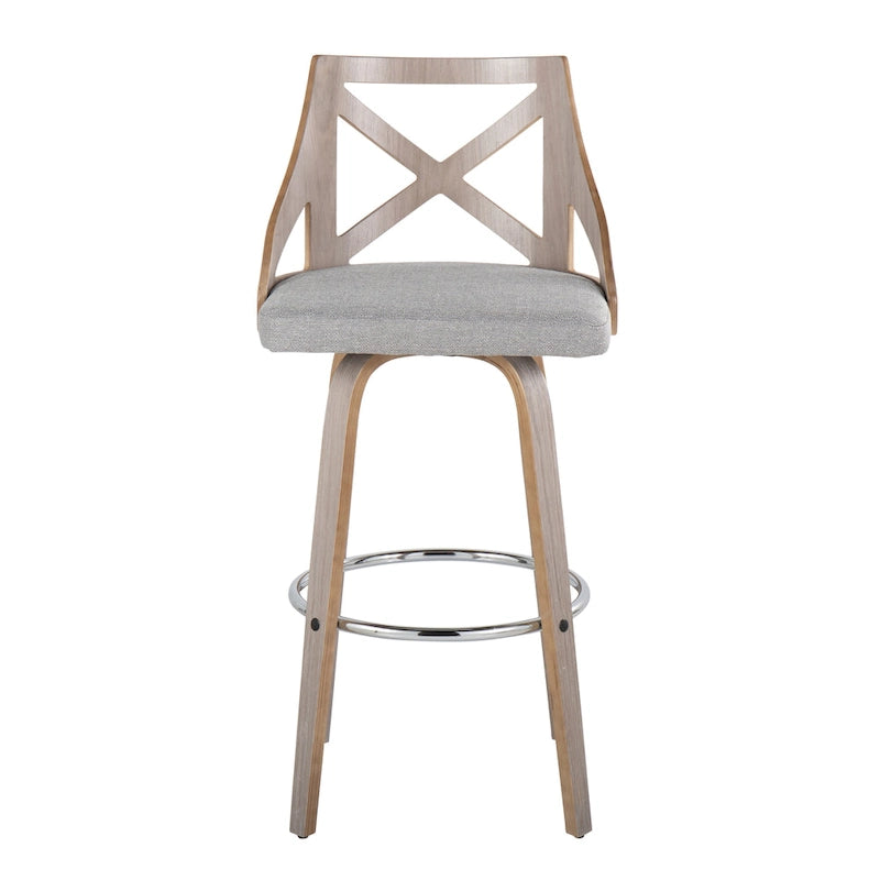Tabouret de bar à hauteur fixe avec pieds en bois courbé, lot de 2