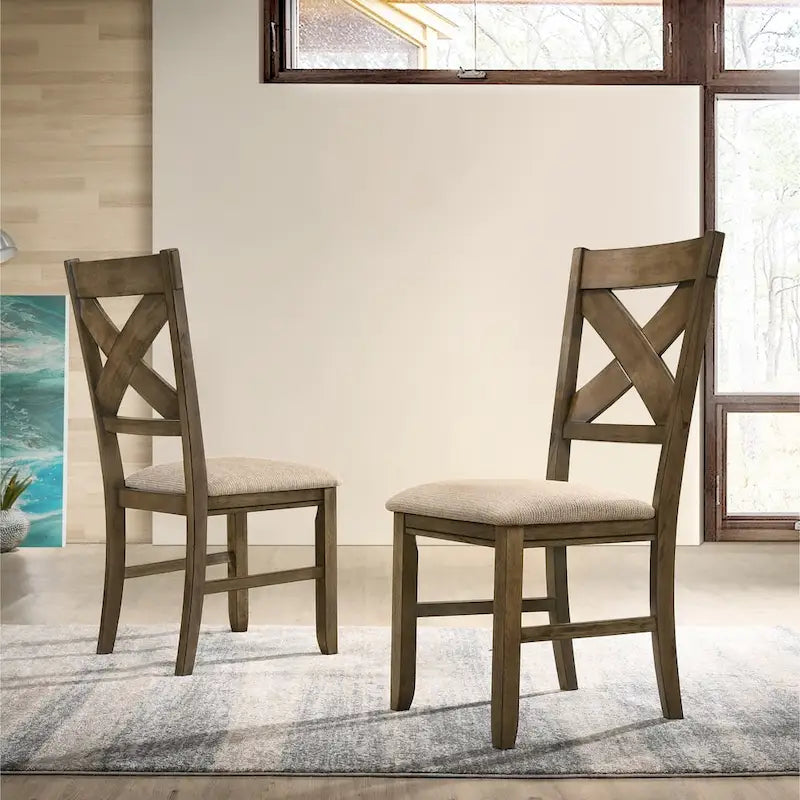  Raven Wood Fabric Upholstered Dining Chair (Set of 2)