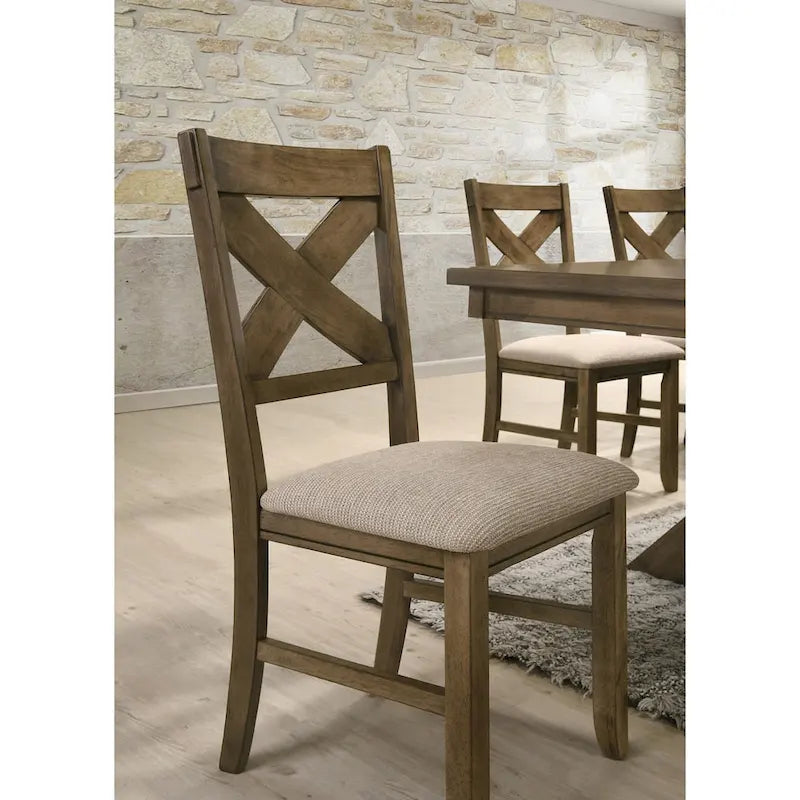 Chaise de salle à manger tapissée en tissu et bois (lot de 2)
