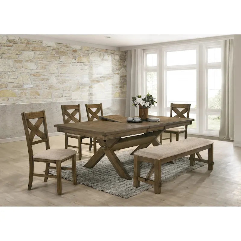 Chaise de salle à manger tapissée en tissu et bois (lot de 2)