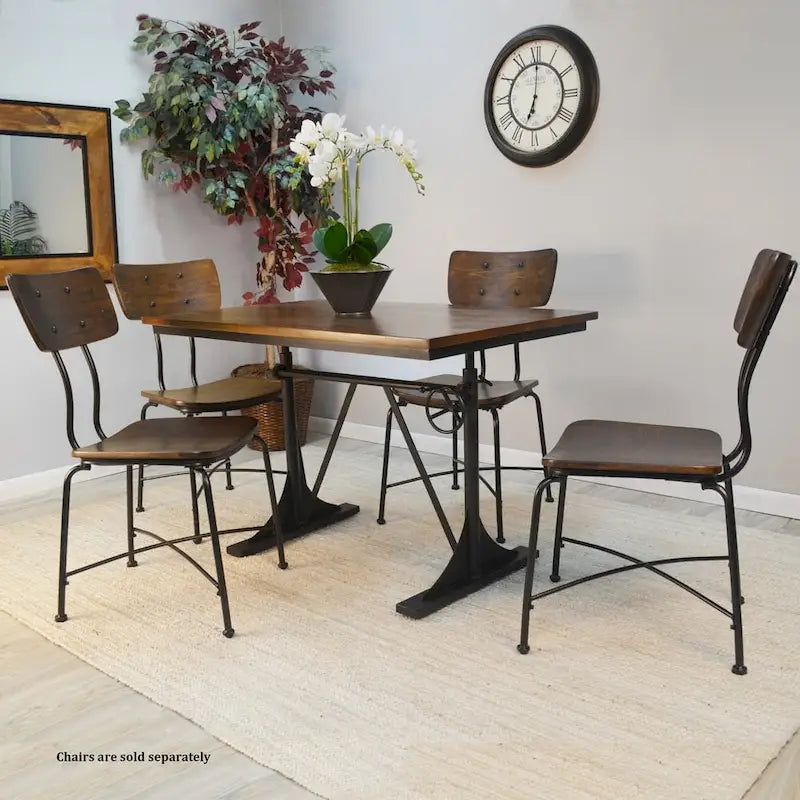 Table ajustable en orme et noir - Marron