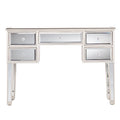 Console en verre effet miroir avec 5 tiroirs