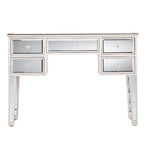 Console en verre effet miroir avec 5 tiroirs