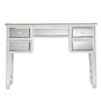 Console en verre effet miroir avec 5 tiroirs